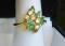 Vintage ESTATE Natural 5 Marquis Emeralds - 5 Round Diamond Cocktail RING 14 Kt Yellow Gold sz 6.25