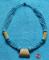 Vintage 20 Strand Turquoise blue tiny Bead NECKLACE Handmade Carved Bone & Wooden Beads-27"