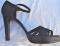 VINTAGE Charles David Black Platform Sandal Heels --Ankle Strap Stacked high heeled shoes --Womens sz 9.5 B