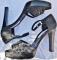 VINTAGE Charles David Black Platform Sandal Heels --Ankle Strap Stacked high heeled shoes --Womens sz 9.5 B
