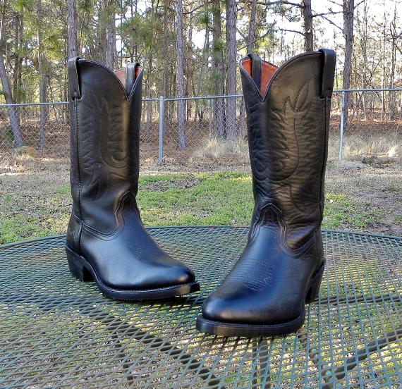 Vintage PD TUFF USA Black Leather Western Boots Sierra Soles Working Cowboy Rodeo Ranch Mens 10 E E