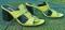 Vintage BRIGHTON (Italy) Leather Slip-On Heels Sandals LIME GREEN Moc Lizard Shoe Womens 7.5N