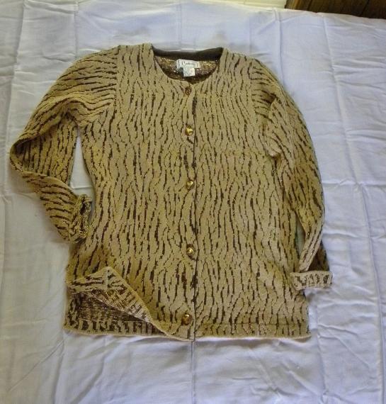 Vintage 80's CARDUCCI Cardigan Sweater Soft Hi-Lo with random Gold metallic threads Ladies S