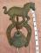 Vintage RUSTIC Cast Iron DINNER BELL --galloping Horse on a Horseshoe Wall mount