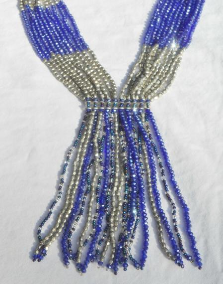 Handmade in India 23&rdquo; Neckace Himalayan Gems Kinaara Blue 4" Potay Tassel