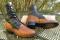 Vintage USA Dan Post EXOTIC Leather Western PADDOCK Boots--8" Lizard Lace Up Ropers Womens 6M
