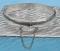 Estate Sterling Silver 925 Etched Bangle BRACELET Domed-Hinged-Safety Chain